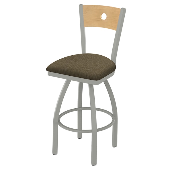 25" Swivel Counter Stool, Nickel Finish, Nat Back, Graph Cork Seat